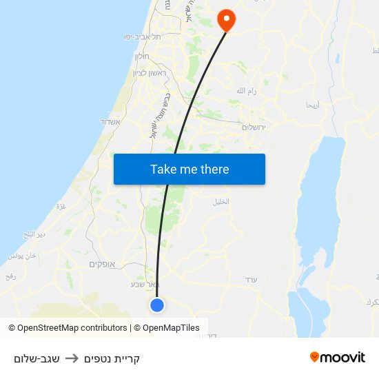 שגב-שלום to קריית נטפים map