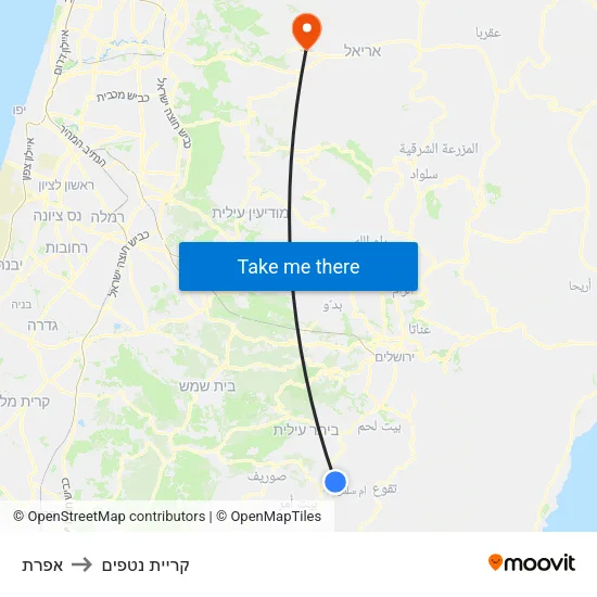 אפרת to קריית נטפים map