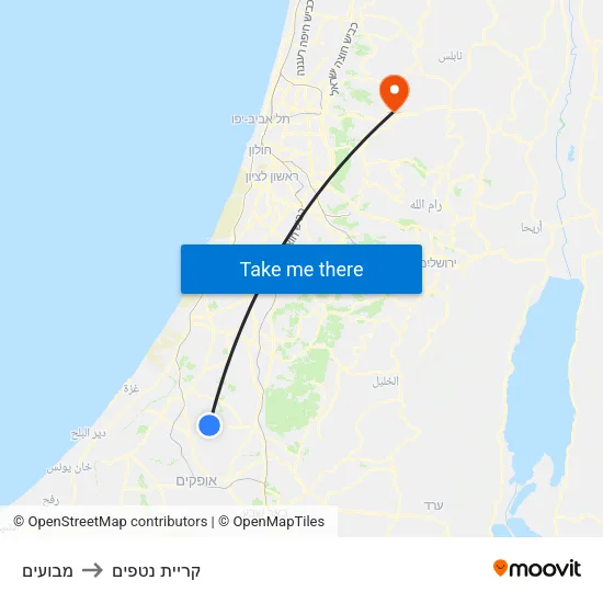 מבועים to קריית נטפים map