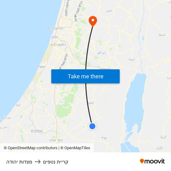 מצדות יהודה to קריית נטפים map