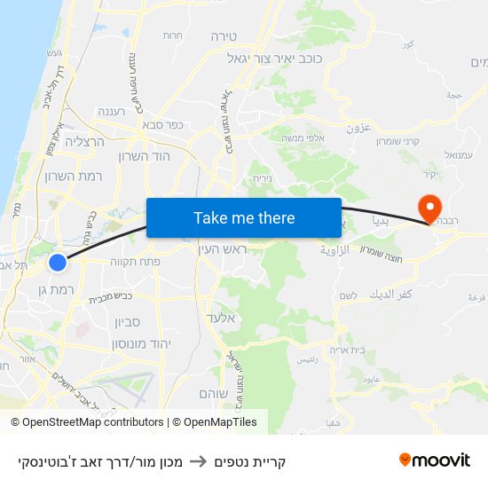 מכון מור/דרך זאב ז'בוטינסקי to קריית נטפים map