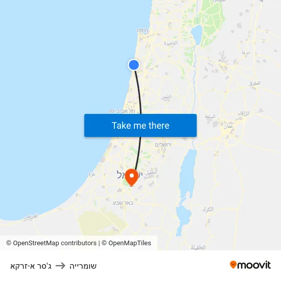 ג'סר א-זרקא to שומרייה map