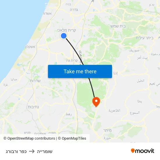 כפר ורבורג to שומרייה map