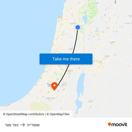 כפר מצר to שומרייה map