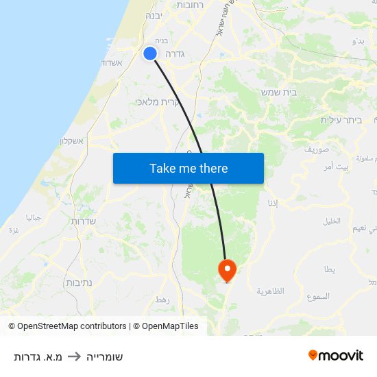 מ.א. גדרות to שומרייה map