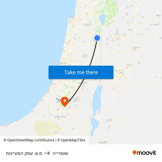 מ.א. עמק המעיינות to שומרייה map