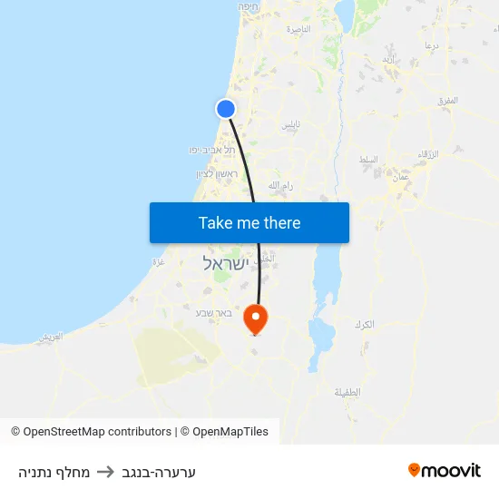 מחלף נתניה to ערערה-בנגב map