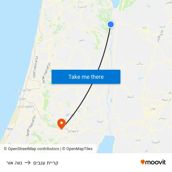 נווה אור to קריית ענבים map