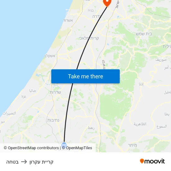 בטחה to קריית עקרון map