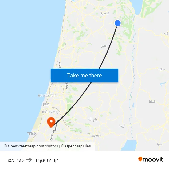 כפר מצר to קריית עקרון map