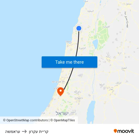עראמשה to קריית עקרון map