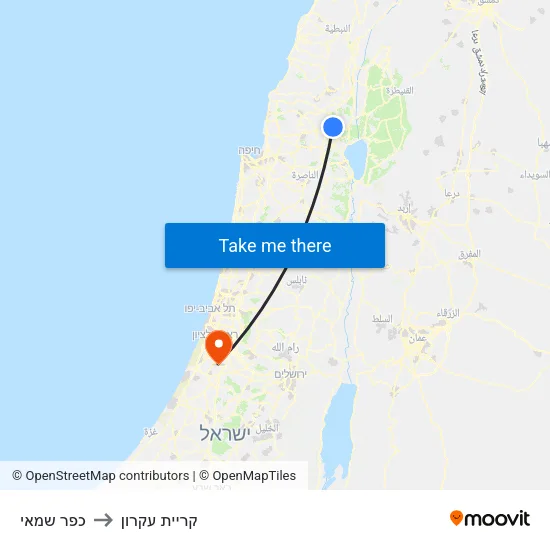 כפר שמאי to קריית עקרון map