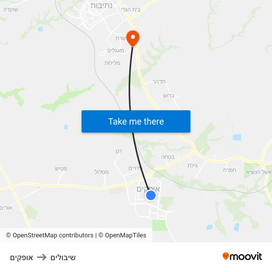אופקים to שיבולים map