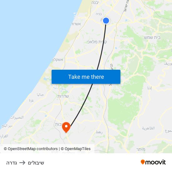 גדרה to שיבולים map