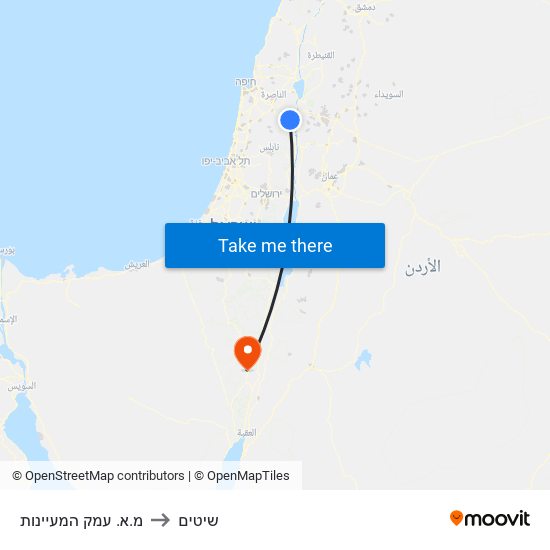 מ.א. עמק המעיינות to שיטים map