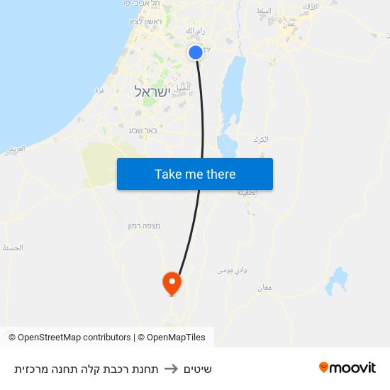 תחנת רכבת קלה תחנה מרכזית to שיטים map