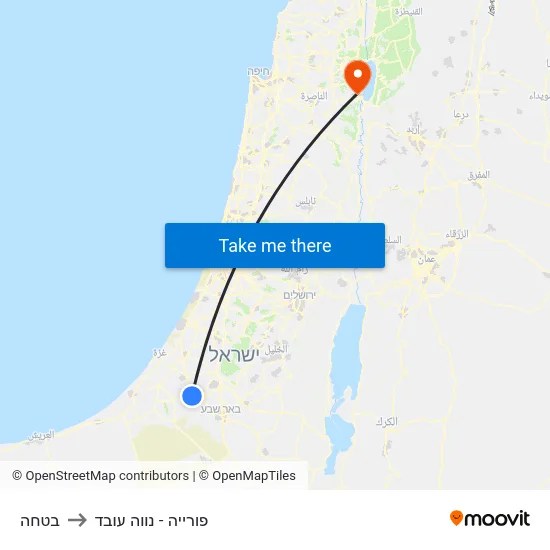 בטחה to פורייה - נווה עובד map