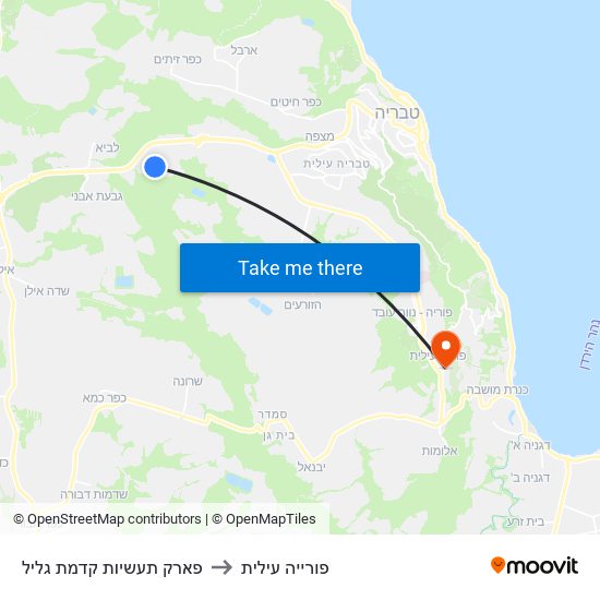 פארק תעשיות קדמת גליל to פורייה עילית map