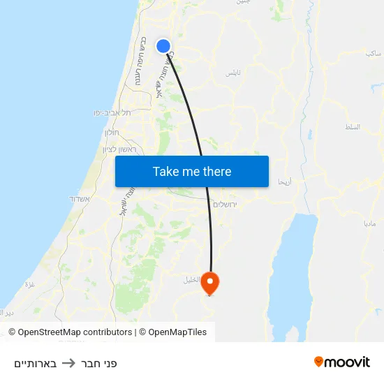 בארותיים to פני חבר map