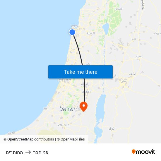 החותרים to פני חבר map