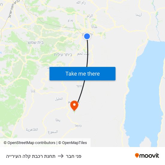 תחנת רכבת קלה העירייה to פני חבר map