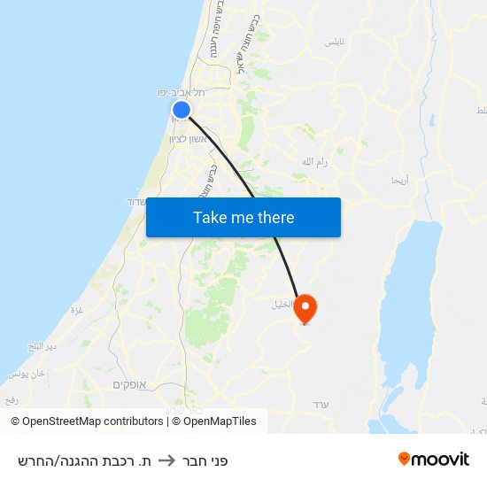 ת. רכבת ההגנה/החרש to פני חבר map