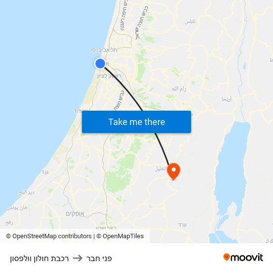 רכבת חולון וולפסון to פני חבר map