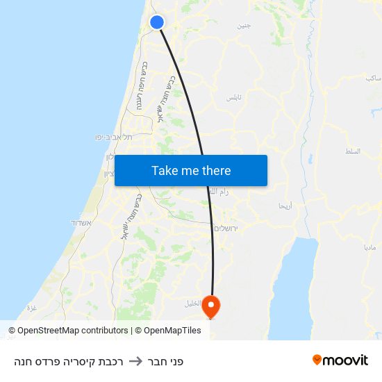 רכבת קיסריה פרדס חנה to פני חבר map