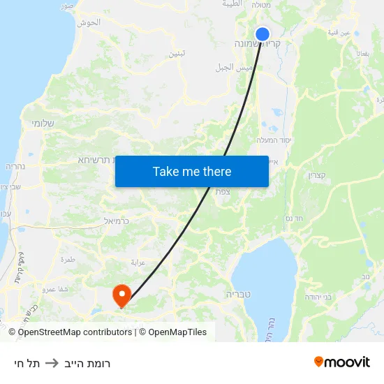 תל חי to רומת הייב map