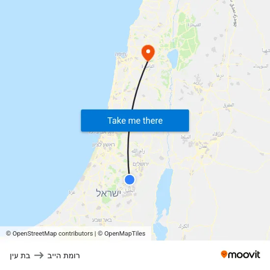 בת עין to רומת הייב map