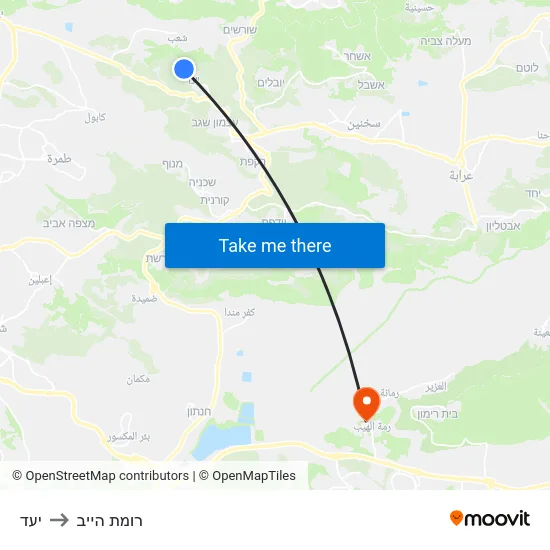 יעד to רומת הייב map