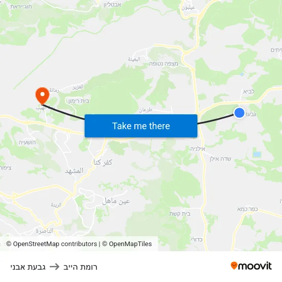 גבעת אבני to רומת הייב map