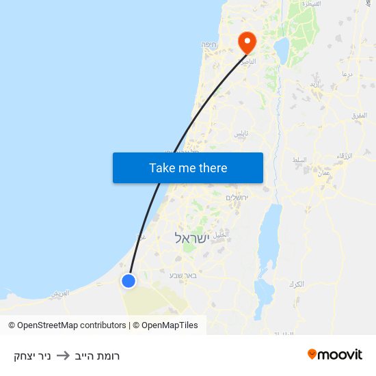 ניר יצחק to רומת הייב map