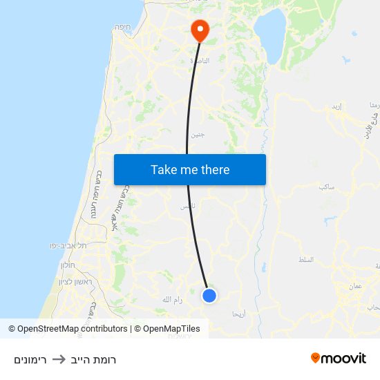 רימונים to רומת הייב map