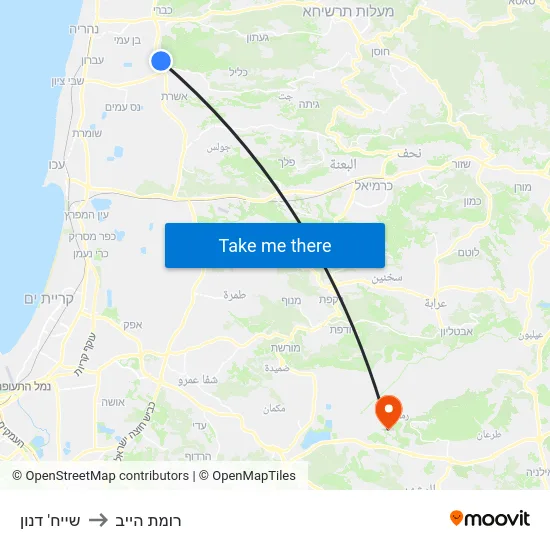 שייח' דנון to רומת הייב map