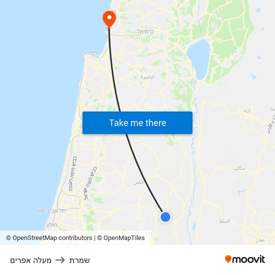 מעלה אפרים to שמרת map