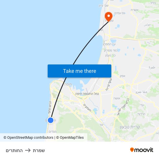 החותרים to שמרת map