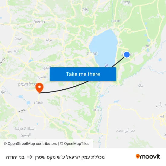 בני יהודה to מכללת עמק יזרעאל ע''ש מקס שטרן map