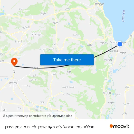 מ.א. עמק הירדן to מכללת עמק יזרעאל ע''ש מקס שטרן map