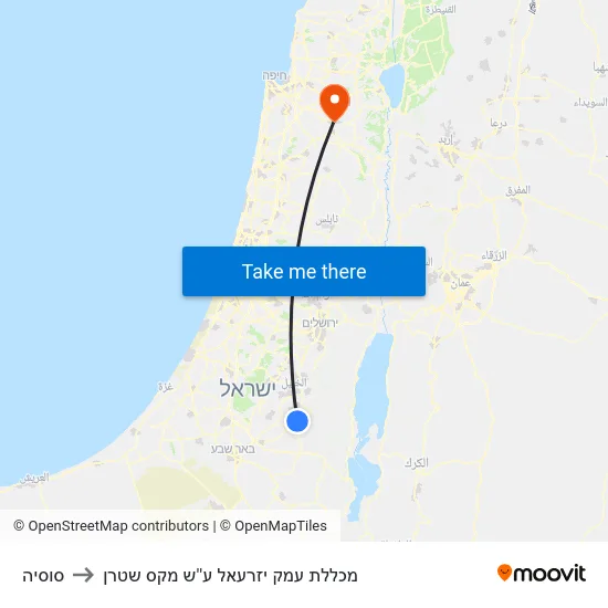 סוסיה to מכללת עמק יזרעאל ע''ש מקס שטרן map