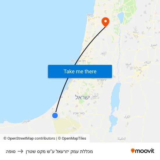סופה to מכללת עמק יזרעאל ע''ש מקס שטרן map