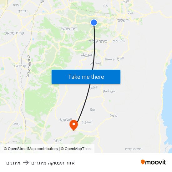 איתנים to אזור תעסוקה מיתרים map