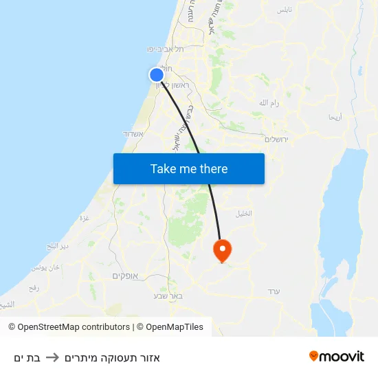 בת ים to אזור תעסוקה מיתרים map