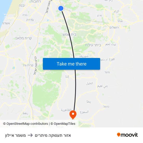 משמר איילון to אזור תעסוקה מיתרים map