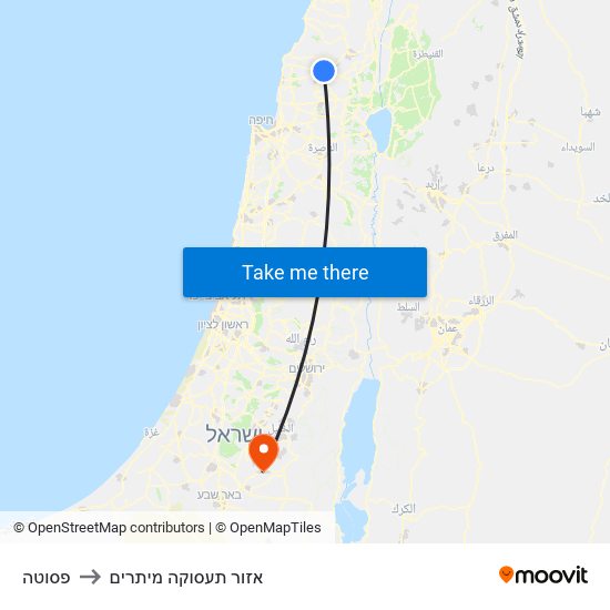 פסוטה to אזור תעסוקה מיתרים map