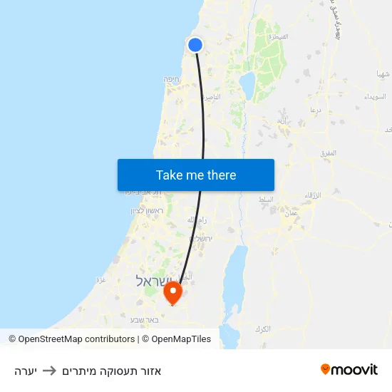 יערה to אזור תעסוקה מיתרים map