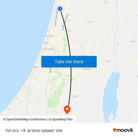 בית הלוי to אזור תעסוקה מיתרים map