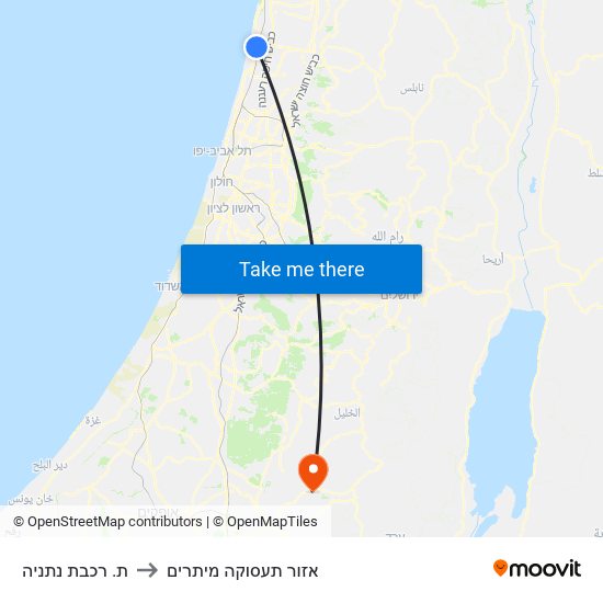 ת. רכבת נתניה to אזור תעסוקה מיתרים map