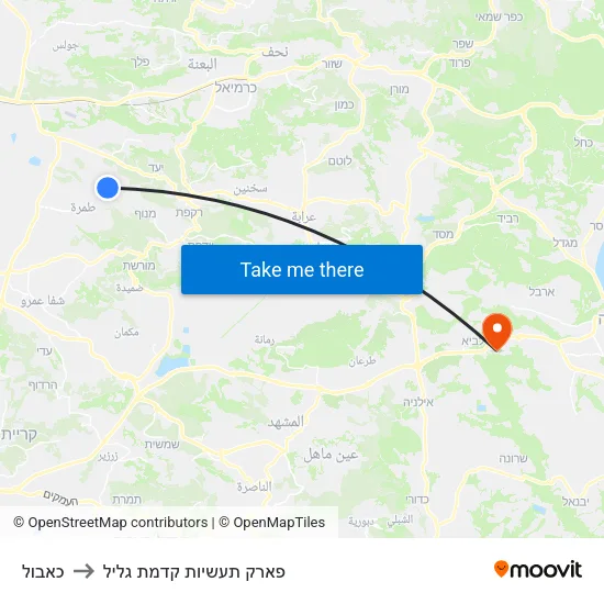כאבול to פארק תעשיות קדמת גליל map