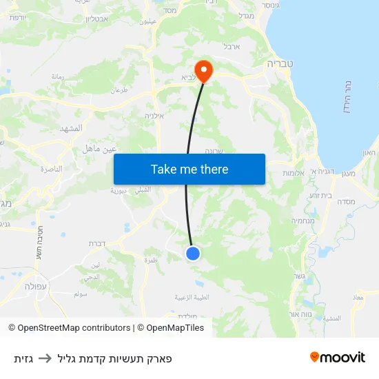 גזית to פארק תעשיות קדמת גליל map